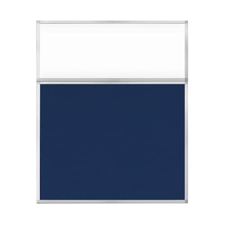 Versare Hush Panel Configurable Cubicle Partition 5' x 6' W/ Window Navy Blue Fabric Clear Window 1852603